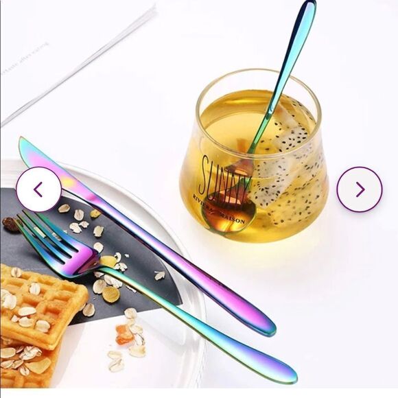 SAQSHYPEI Flatware for one rainbow colors stainless steel - Picture 1 of 8
